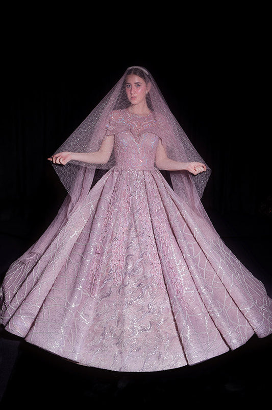Pale mauve corseted Ball Gown( OM 110 )