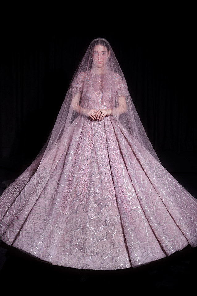 Pale mauve corseted Ball Gown( OM 110 )