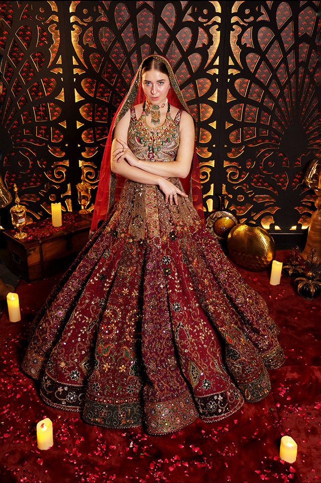 Wine mandala edit lehenga,choli & dupatta ( OM 103 )