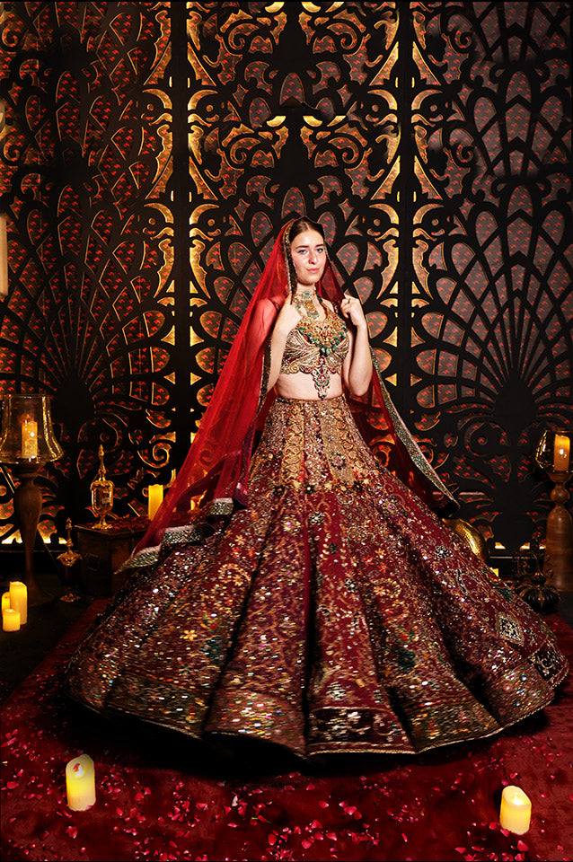 Wine mandala edit lehenga,choli & dupatta ( OM 103 )