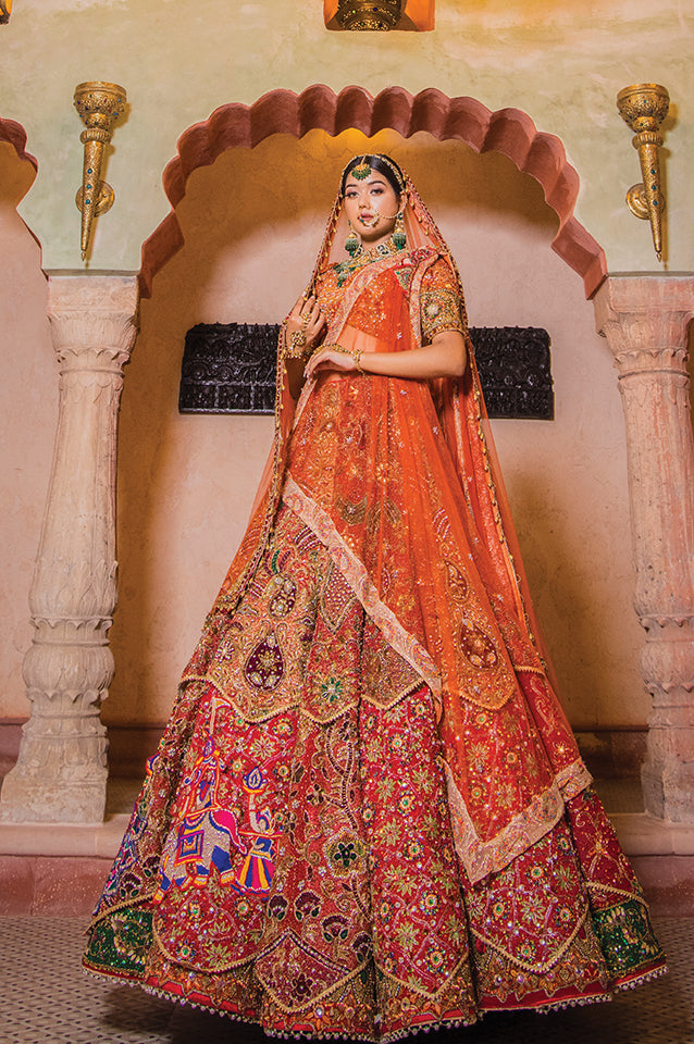 Deep rust Mandala bridal lehenga set ( OM 115 )