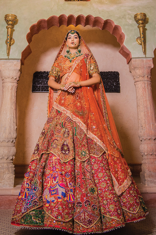Deep rust Mandala bridal lehenga set ( OM 115 )