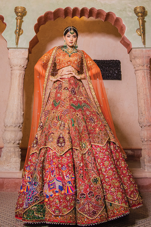 Deep rust Mandala bridal lehenga set ( OM 115 )