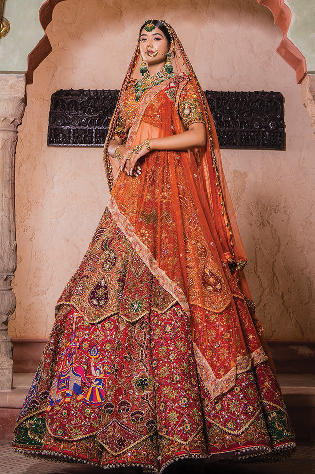 Deep rust Mandala bridal lehenga set ( OM 115 )