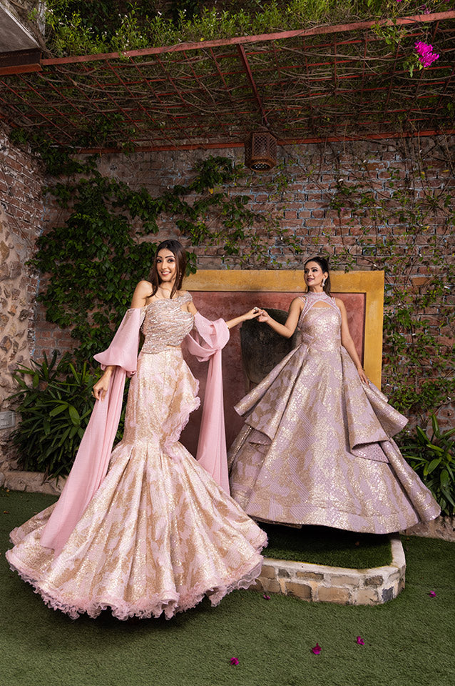 Mermaid tulle rosegold Gown ( OM 119 )