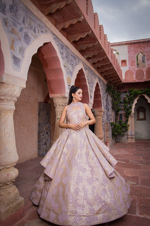 Rosegold corseted Ball Gown( OM 118 )