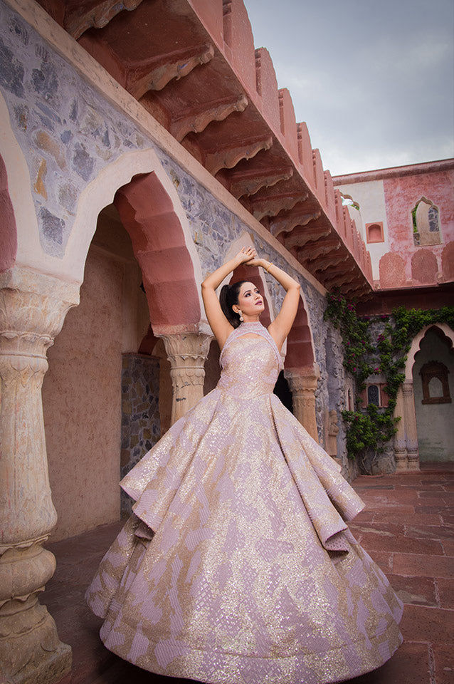 Rosegold corseted Ball Gown( OM 118 )