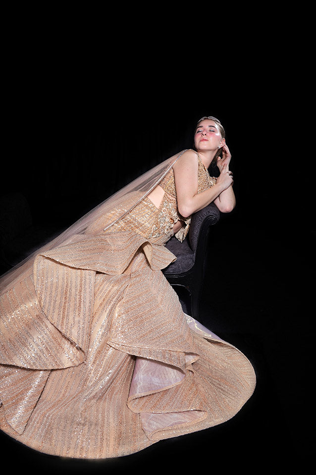champagne gold Mermaid corseted gown ( 107 )
